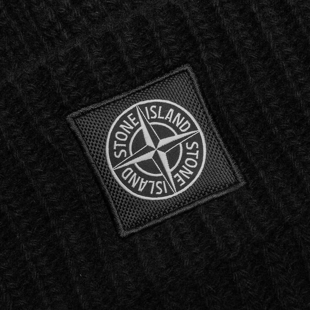 Stone Island Ribbed Geelong Wool Beanie - Black 2 Stone Island Ribbed Geelong Wool Beanie - Black - Image 2