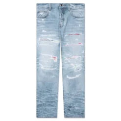 Amiri Straight Fit Aloha Patch Jean - Faded Indigo