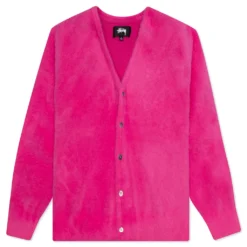 Stussy Shaggy Cardigan - Fuchsia