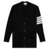 Elongated Fine Merino Wool Cardigan - Black