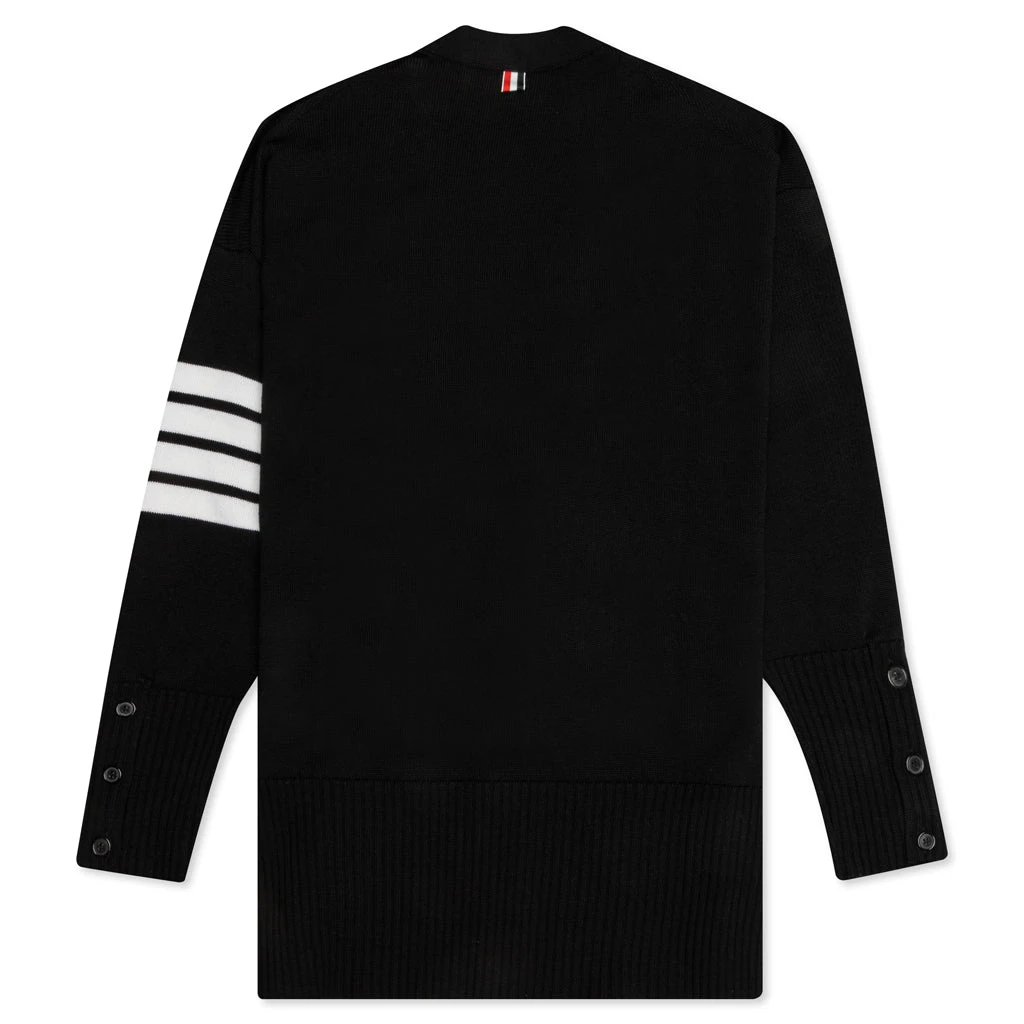 Elongated Fine Merino Wool Cardigan - Black 2 Elongated Fine Merino Wool Cardigan - Black - Image 2