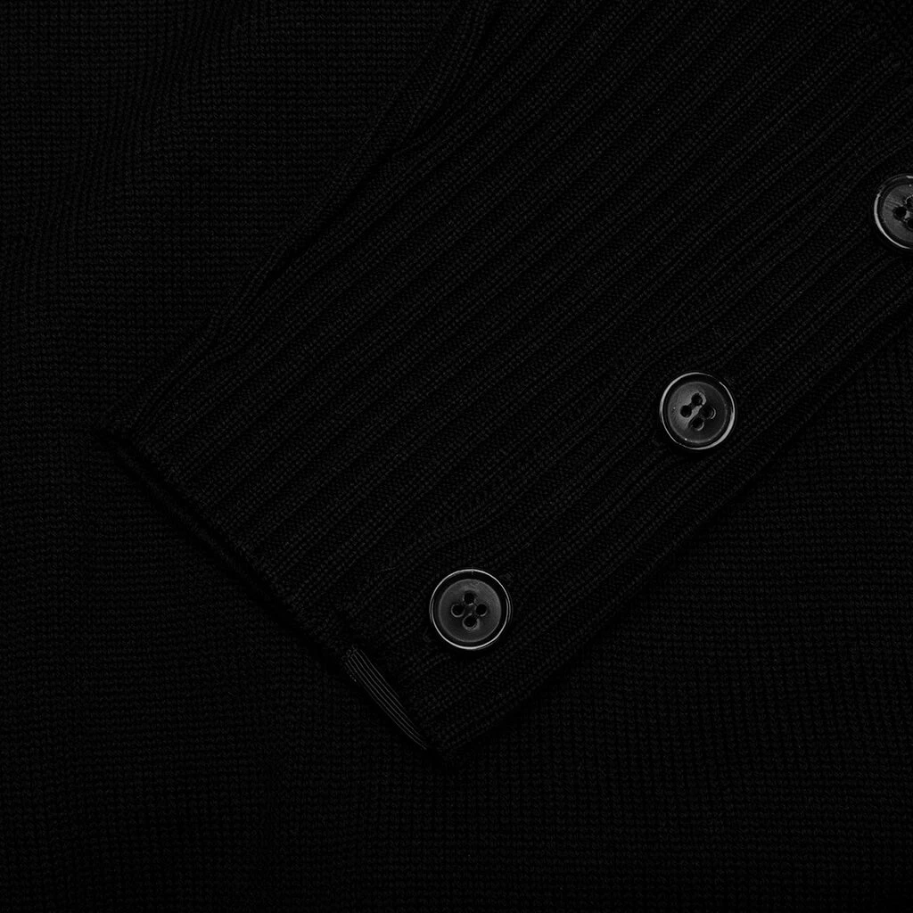 Elongated Fine Merino Wool Cardigan - Black 4 Elongated Fine Merino Wool Cardigan - Black - Image 4