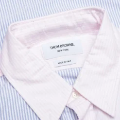 Funmix Straight Fit Button Down S/S Shirt - Light Pink -Urban Fashion Sales Thom Browne Funmix Straight Fit Button Down Short Sleeve Shirt Light Pink MWS239D 00098 680 06 21 23 Feature KN 8 scaled
