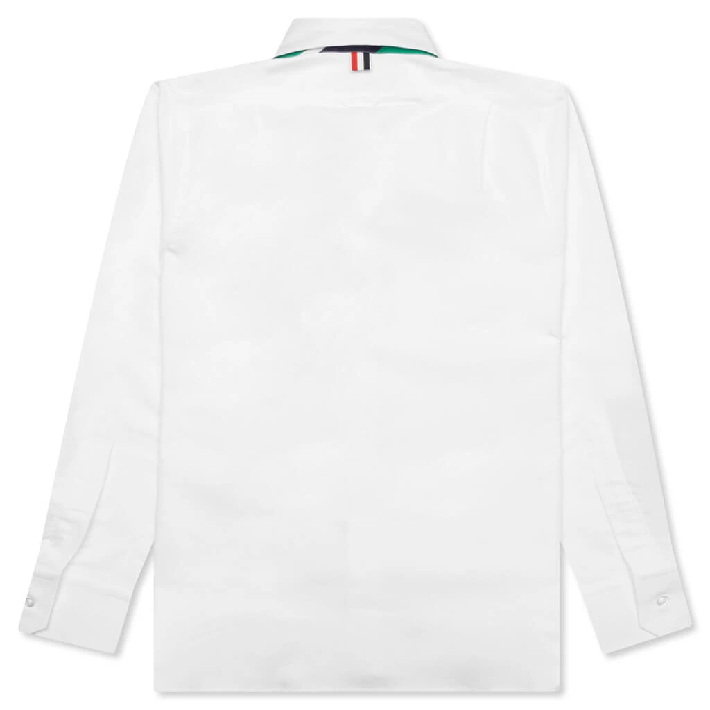 Straight Fit W/ Trompe L'oeil Silk Tie Shirt - White 2 Straight Fit W/ Trompe L'oeil Silk Tie Shirt - White - Image 2