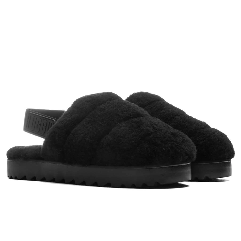 Ugg Women's Super Fluff Slipper - Black 2 Ugg Women's Super Fluff Slipper - Black - Image 2