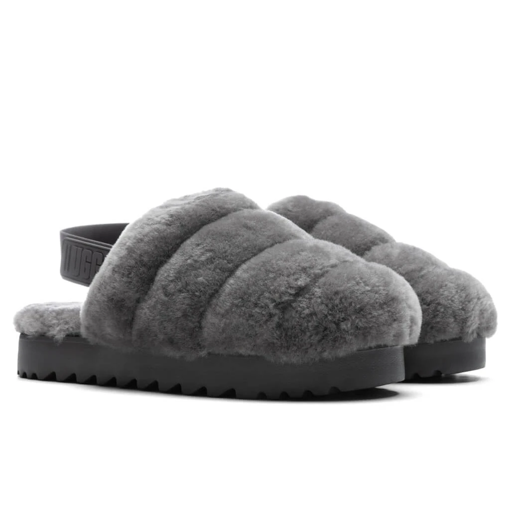 Ugg Women's Super Fluff Slipper - Charcoal 2 Ugg Women's Super Fluff Slipper - Charcoal - Image 2