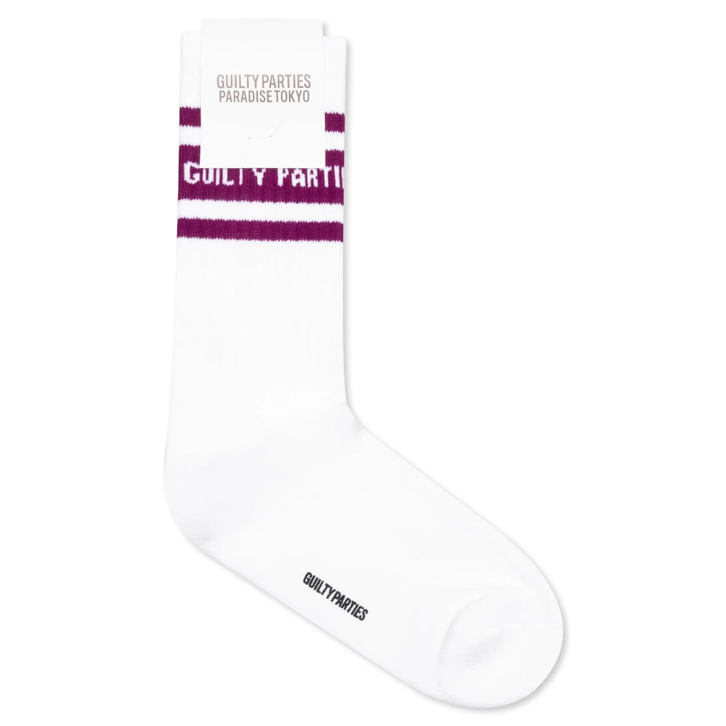 Skater Socks Type-2 - White/Purple 1 Skater Socks Type-2 - White/Purple