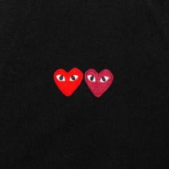 Double Heart Cardigan - Black -Urban Fashion Sales comme des garcons play double heart cardigan black 3