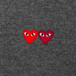 Double Heart Cardigan - Grey 8 Double Heart Cardigan - Grey -Urban Fashion Sales comme des garcons play double heart cardigan grey 3