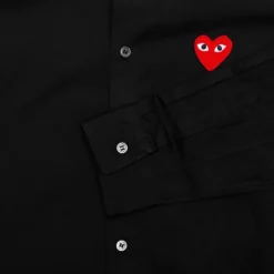 Red Emblem Button Down - Black 9 Red Emblem Button Down - Black -Urban Fashion Sales comme des garcons play red emblem button down black 4