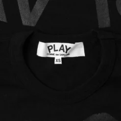 Women's Double Hearts T-Shirt - Black/Black -Urban Fashion Sales comme des garcons play womens double hearts t shirt blackblack 4