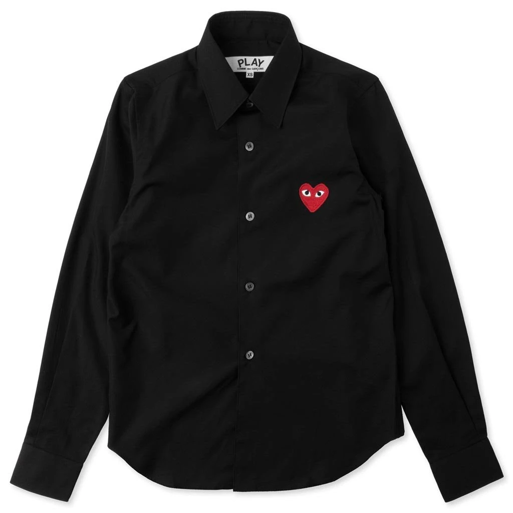 Women's Red Heart Button Up - Black 1 Women's Red Heart Button Up - Black