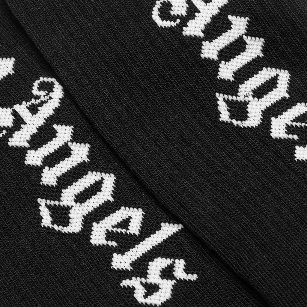 Palm Angels Gothic Logo Socks - Black/White 2 Palm Angels Gothic Logo Socks - Black/White - Image 2