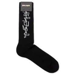 Palm Angels Side Desert Logo Socks - Black/White